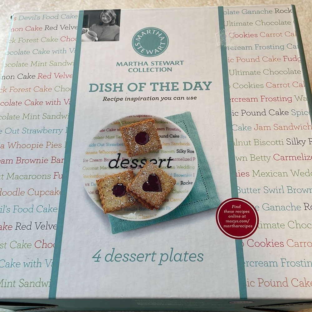 Martha Stewart Collection “Dish of the Day” Set of 4 Dessert Plates - Picture 3 of 6